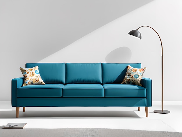 Moderne kleurrijke sofa op heldere witte achtergrond AI gegenereerd