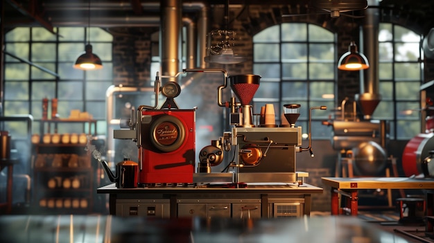 Moderne koffiemachine op tafel