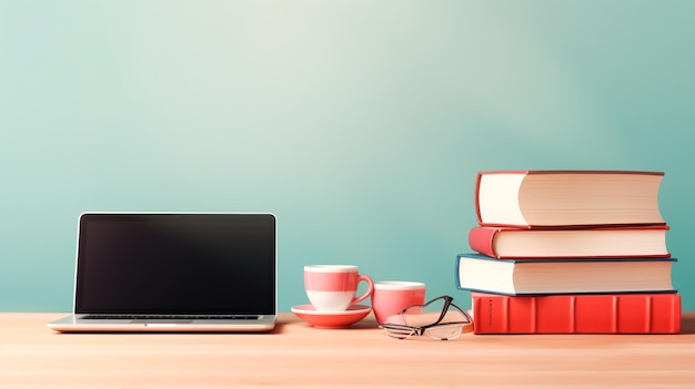 moderne laptop en boeken op tafel