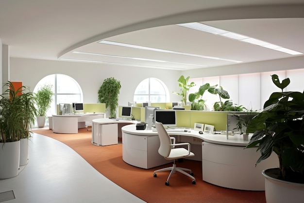 moderne lege werkplek in een hoofdkantoor met een hoge decoratie