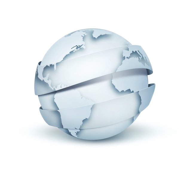 Moderne lichtblauwe wereldbol op witte achtergrond