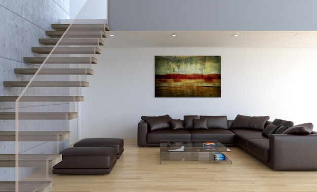 Moderne lichte interieurs 3D-rendering illustratie