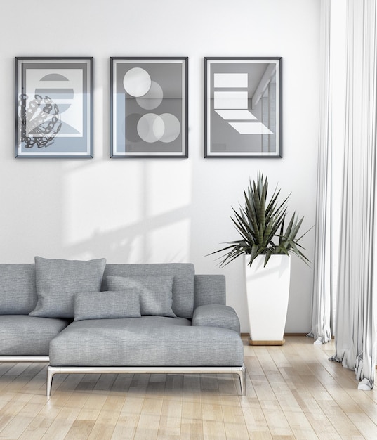 Moderne lichte interieurs 3D-rendering illustratie