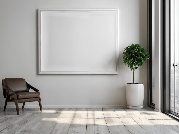 Foto moderne lichte interieurs appartement met mock-up poster frame