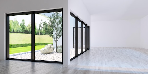 Moderne lichte interieurs kamer 3D-rendering illustratie