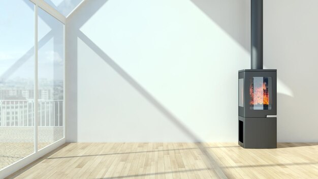 Moderne lichte interieurs kamer 3D-rendering illustratie