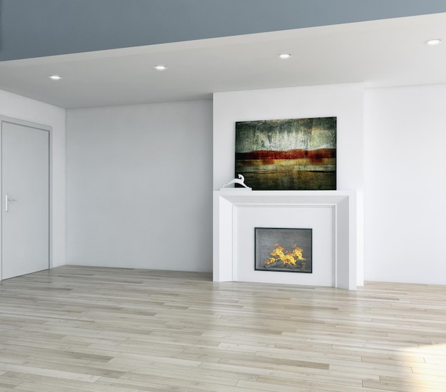 Moderne lichte interieurs lege kamer 3D-rendering illustratie