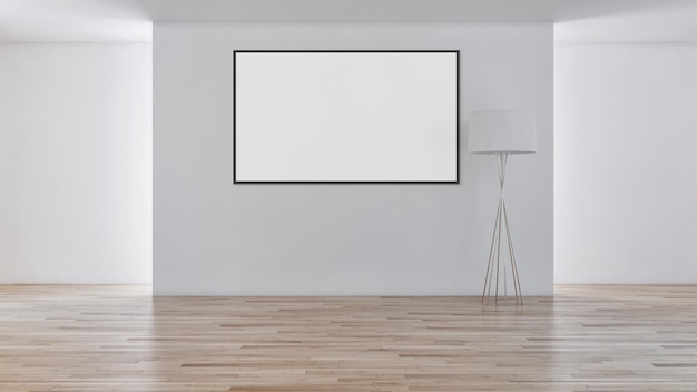 Moderne lichte interieurs met mock up poster frame illustratie 3D-rendering computer gegenereerde afbeelding