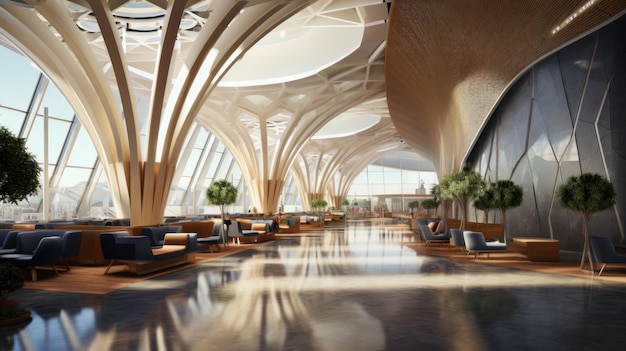 Moderne luchthaven met ruimtelijk ontwerp