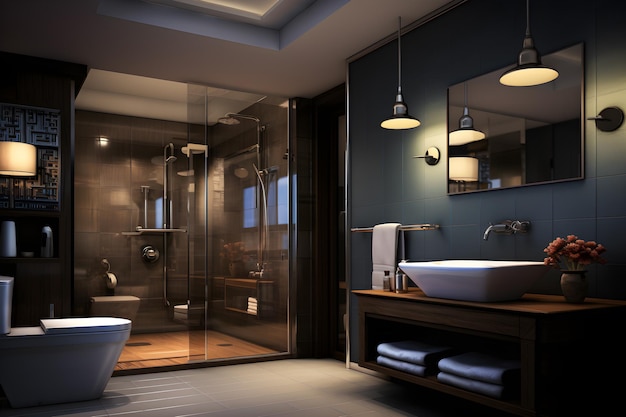 Moderne luxe badkamer interieur Generatieve AI