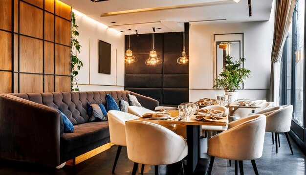 Foto moderne luxe restaurantinterieur met elegante inrichting