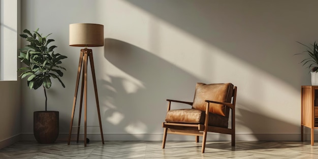 Moderne luxe woonkamer interieurontwerp met fauteuil en vloerlamp