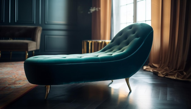 Moderne luxe woonkamer met comfortabele bank en elegante fauteuil gegenereerd door AI