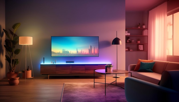 Moderne luxe woonkamer met comfortabele elegantie gegenereerd door AI