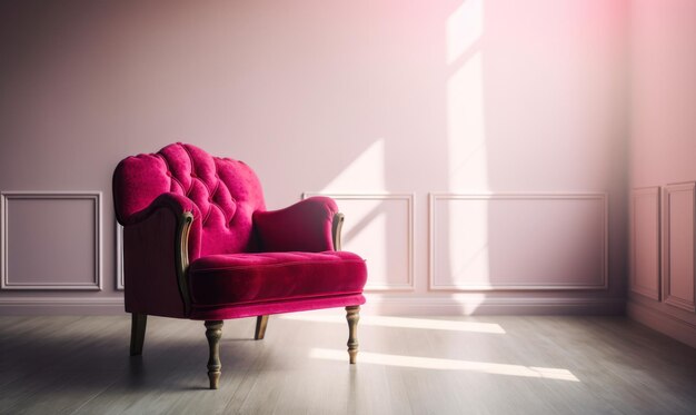 Foto moderne magenta fauteuil in een lege ruimte generatieve ai