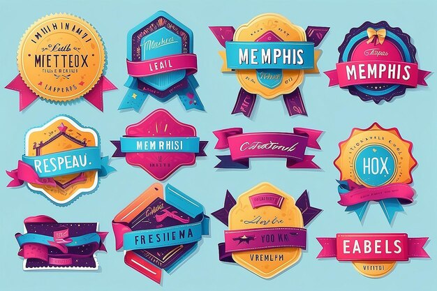 Moderne Memphis Styled Ribbons Labels en Tags Trendy Branding Essentials