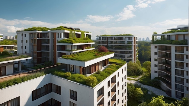 Moderne milieuvriendelijke architectuur met groen dak