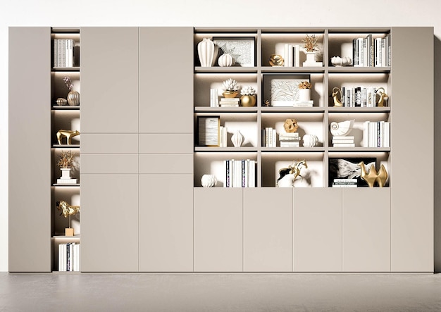 Moderne minimalistische boekenplank en kast