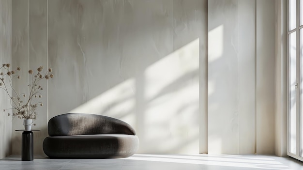 Moderne minimalistische interieurontwerpcompositie met een bank en wandpanelen