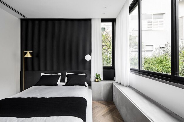 Moderne minimalistische slaapkamerontwerp