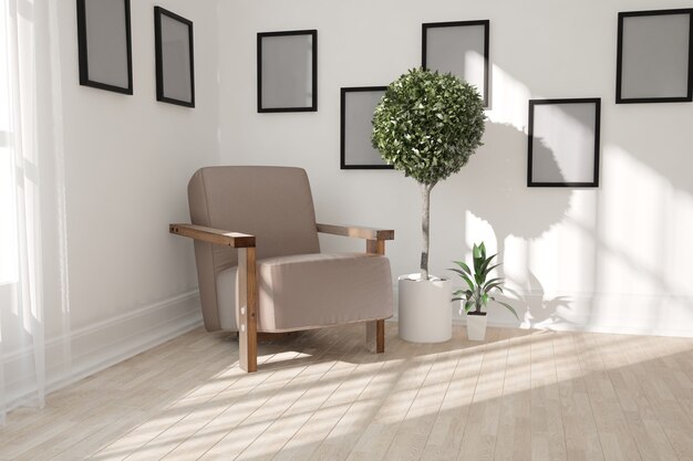 Moderne mooie kamer interieur 3D illustratie