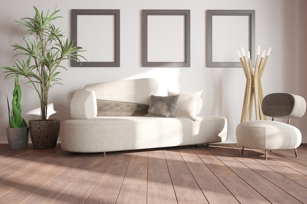 Moderne mooie kamer interieur 3D illustratie