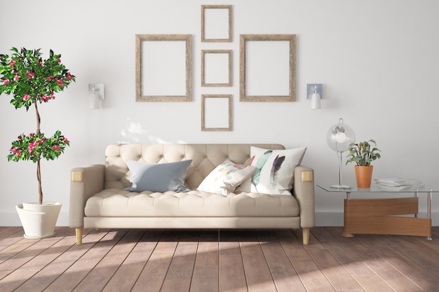 Moderne mooie kamer interieur 3D illustratie