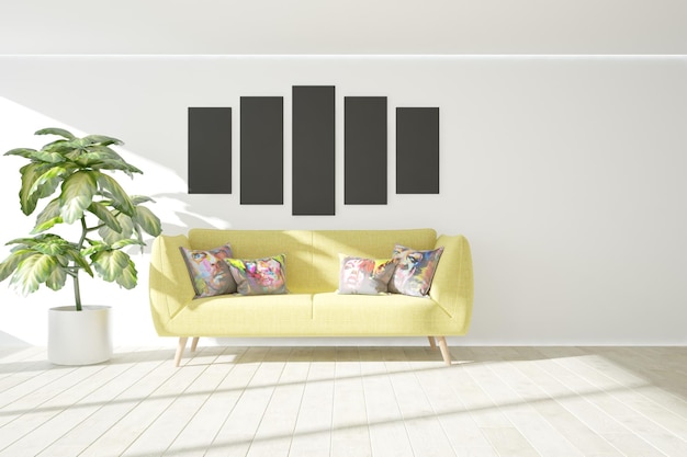 Moderne mooie kamer interieur. 3D illustratie