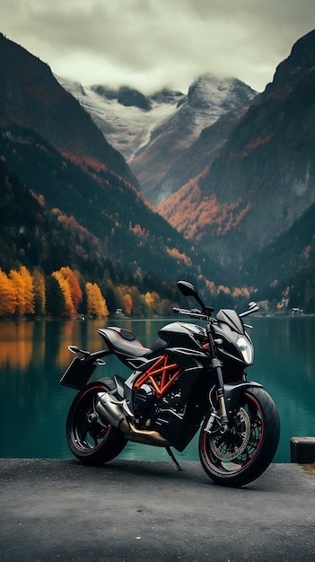 Moderne motorfiets mobiele behang biker landschap