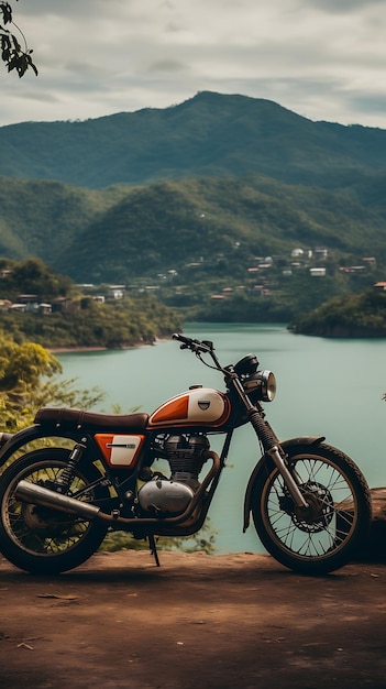 Moderne motorfiets mobiele behang biker landschap