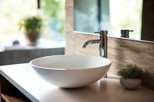 Foto moderne openbare badkamer met rij witte keramische wastafels en kraan met spiegel in toilet