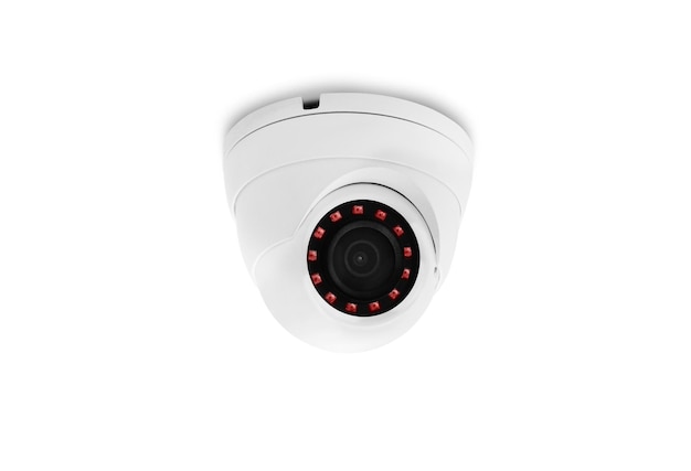 Moderne openbare CCTV-camera geïsoleerd op een witte achtergrond