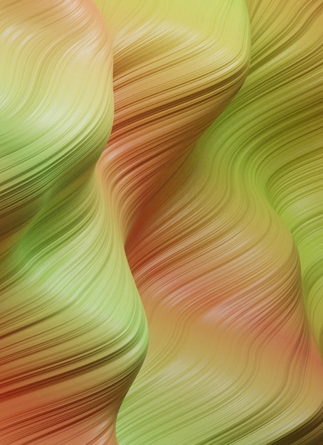 Moderne oranje en groen gekleurde postercolor dynamische golfstroom vloeibare golvende vormen abstracte holografische 3d golvende achtergrond digitale achtergrond 3d-weergave van gedraaide lijnen modern achtergrondontwerp