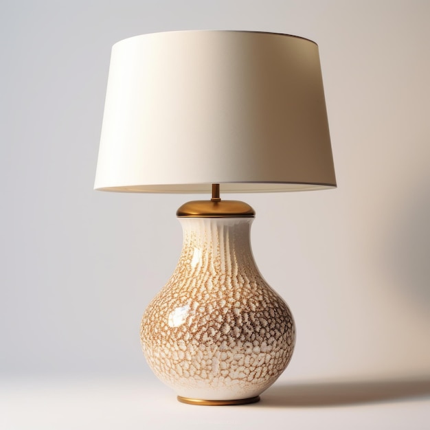 Foto moderne pointillistische lamp met beige schaduw en glanzende hobbelige textuur