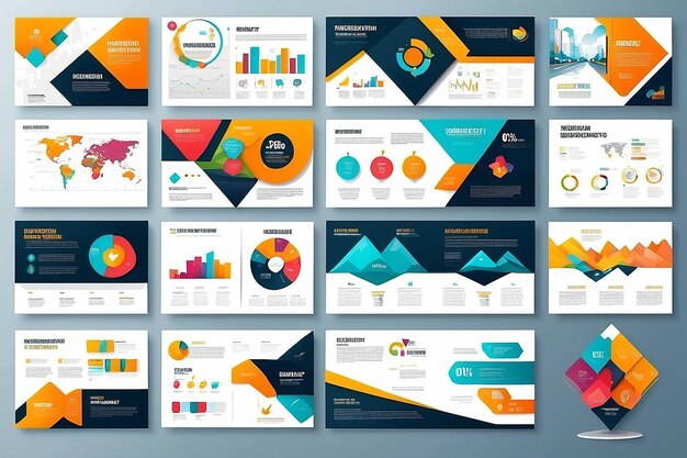 Moderne presentatie slide templates Infografische elementen template set voor web print jaarverslag brochure