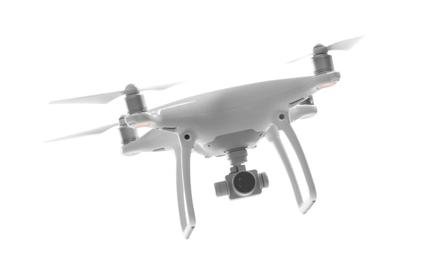 Moderne quadcopter op witte achtergrond