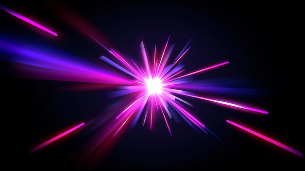 Moderne realistische illustratie van abstracte neon roze paarse stralen cirkelvormige centrische beweging explosie energie warp perspectief van ruimte reisroute