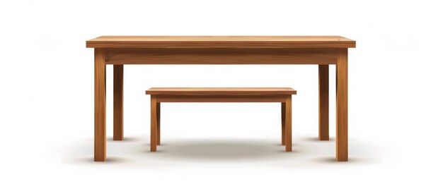 Moderne realistische illustratie van een bruine houten tafel geïsoleerd op een witte achtergrond voor gebruik in keukens en kantoren als een bank of plank mockup of als een leeg bureau voor een werkplek