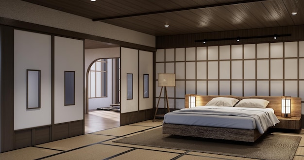 Moderne rustige slaapkamer in Japanse stijl