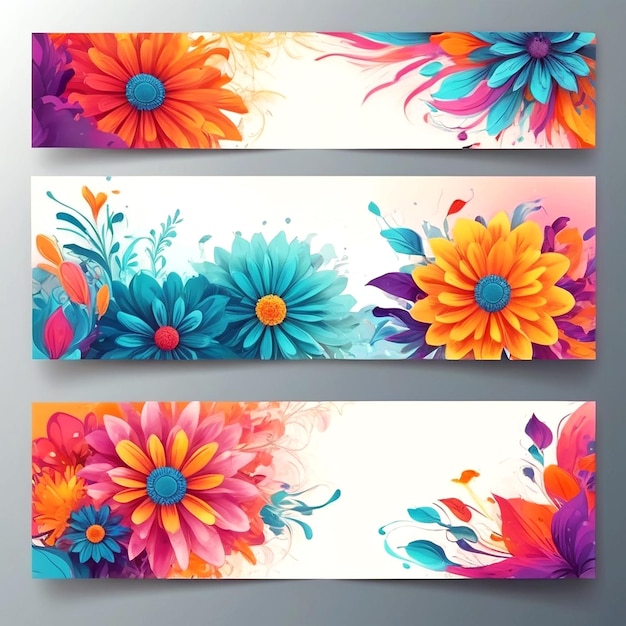 Moderne set van abstracte bloemenbanners