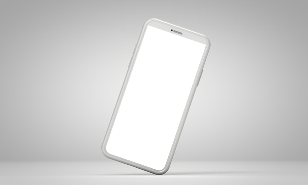 Moderne smartphone leeg scherm sjabloon abstracte witte trendy modieuze mockup 3D-rendering