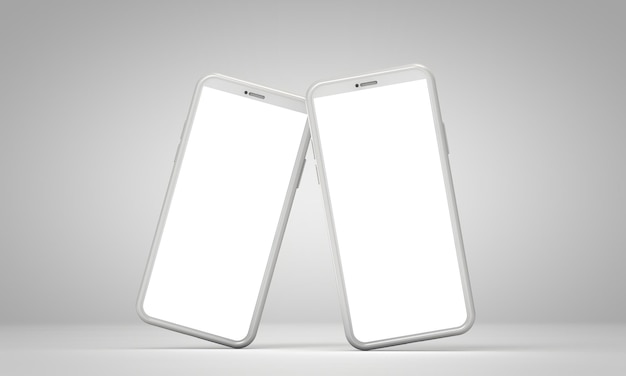 Moderne smartphone leeg scherm sjabloon abstracte witte trendy modieuze mockup 3D-rendering