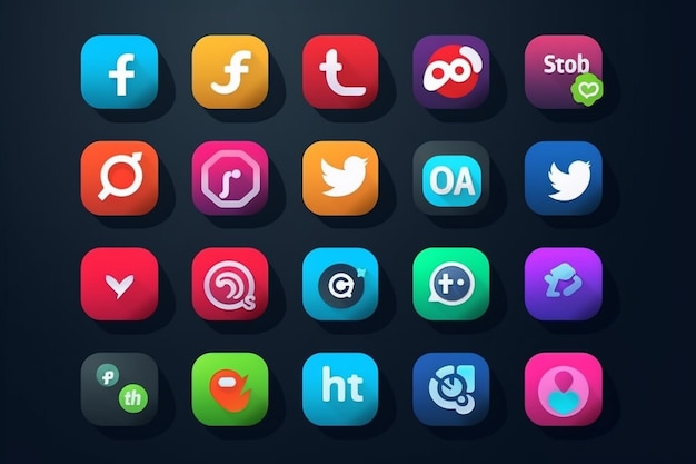 Moderne social media iconen logo's of netwerk platform banners facebook instagram icon