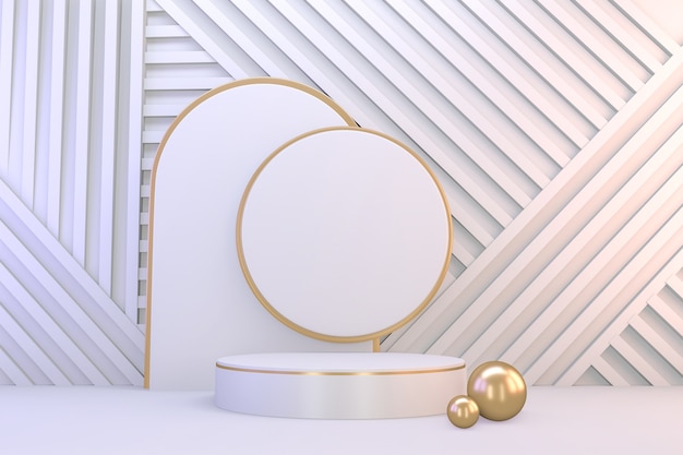 Moderne sokkel wit en goud voor de presentatie van cosmetische producten. 3D-weergave