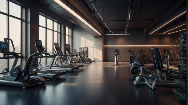 Moderne sportschool met cardio-apparatuur