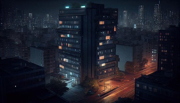 Moderne stad bij nacht