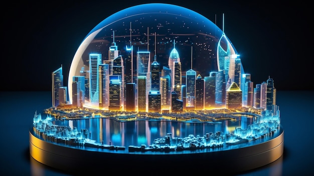 Moderne stad digitaal internet wereldwijde nacht technologie licht business net wereld communicatie toekomst