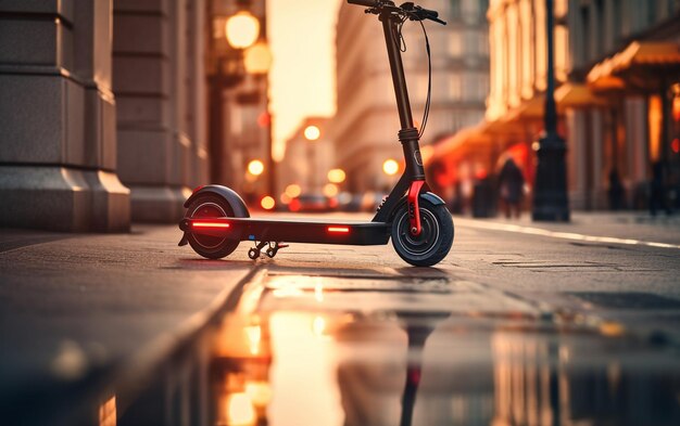Moderne stadsleven met elektrische scooter