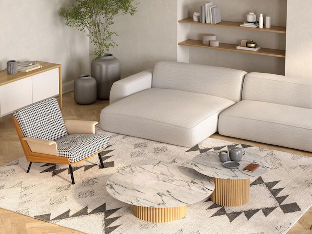 Moderne stijl conceptuele interieur kamer 3 d illustratie