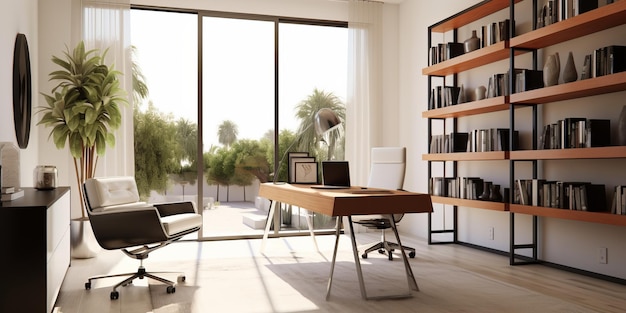 Moderne stijlvolle Home Office-opstelling gegenereerd door AI